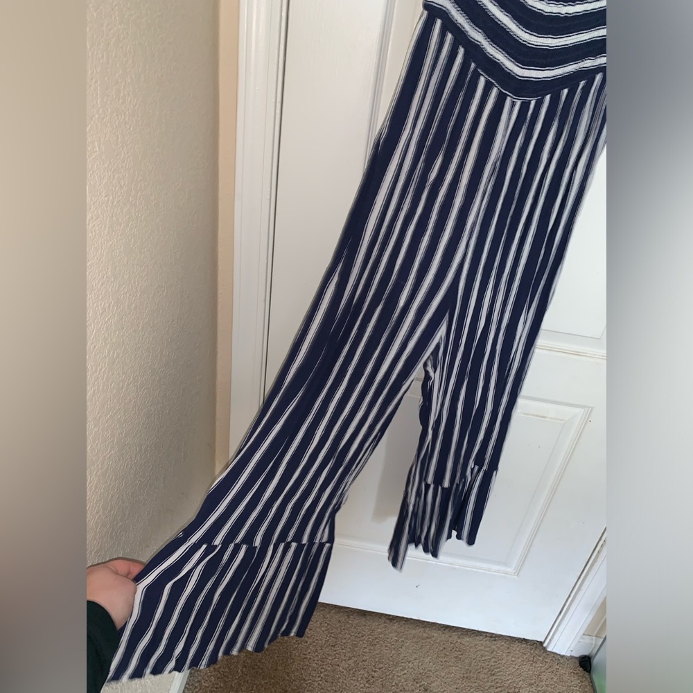 Women’s Blue and White Striped Romper - Size Medium - Picture 3 of 6